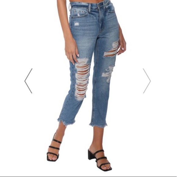 JBD High Rise Super Destroyed Straight Jeans - Picture 1 of 3